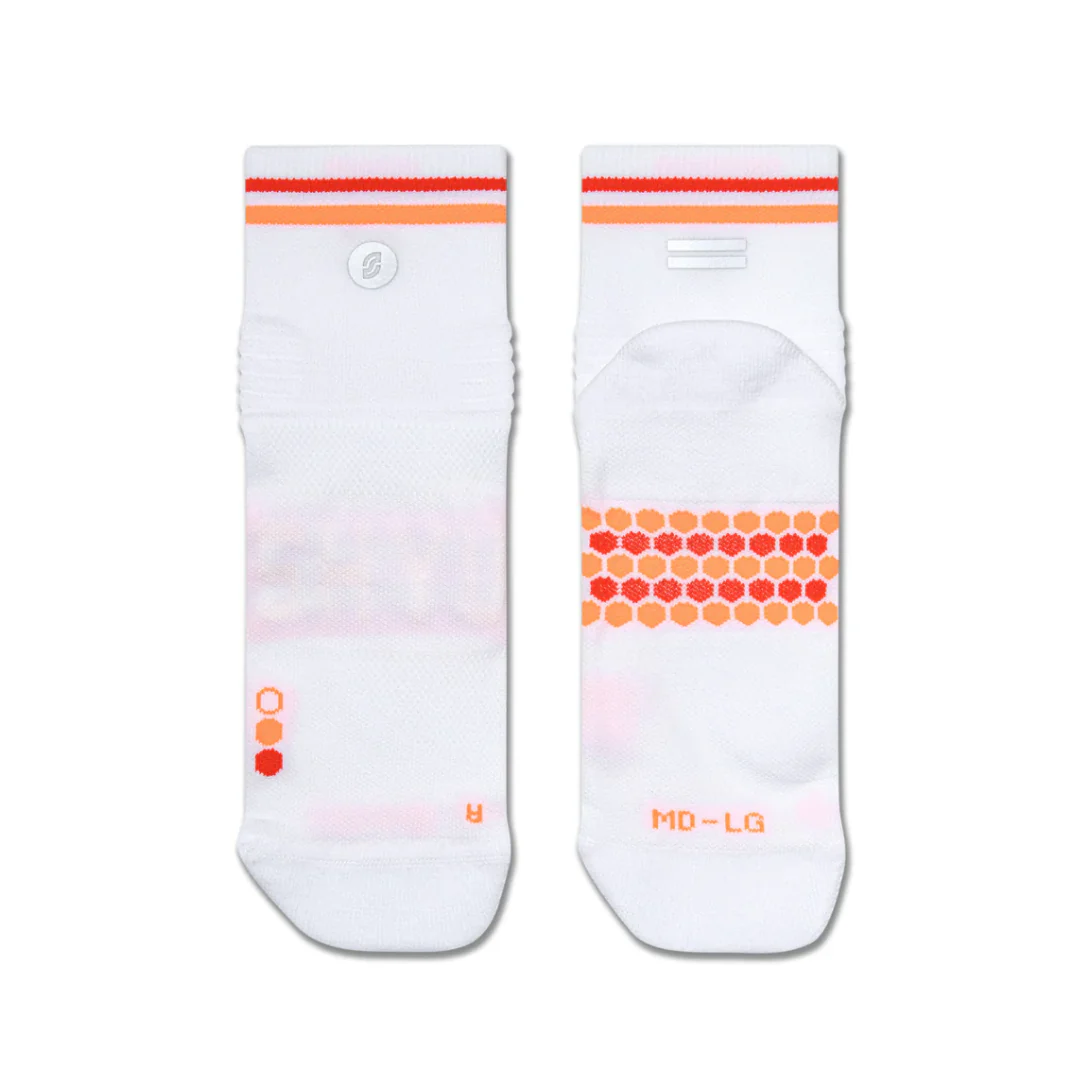 SHYU Racing Socks - Quarter Crew - White/Tangerine/Red - Image 2